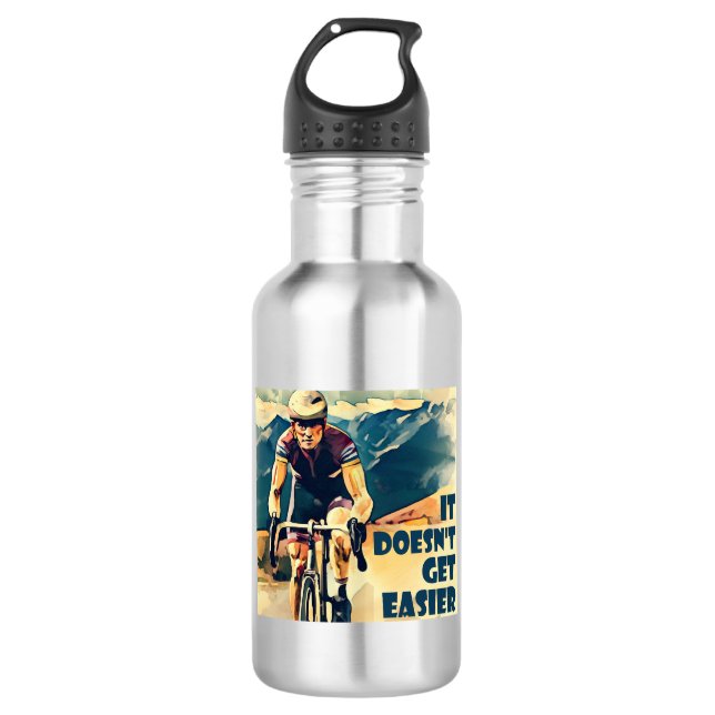 Es wird nicht einfacher Fahrrad zu fahren Edelstahlflasche (Vorderseite)