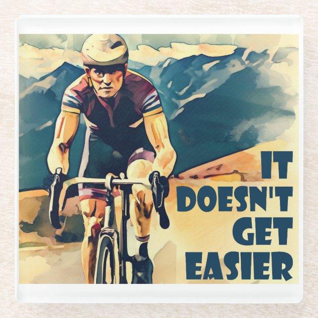 Es wird nicht einfacher Fahrrad zu fahren Glasuntersetzer (Vorderseite)