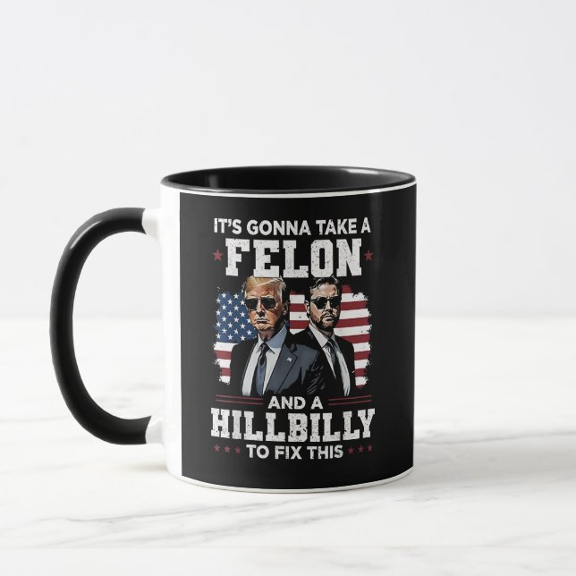 Es wird Trump Vance mit Felon und Hügel einnehmen Tasse (Links)