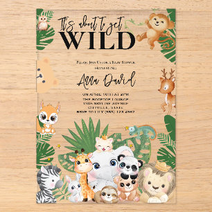 Es wird wild Safari Dschungel Baby Shower Acryleinladungen