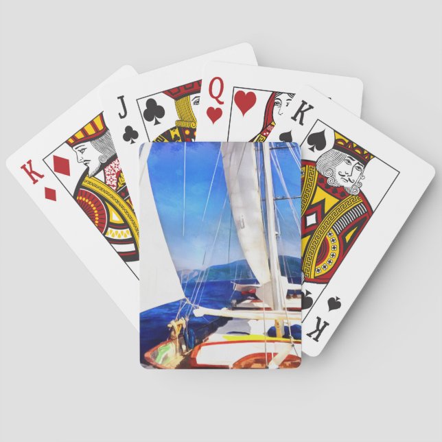 Es wurde Land für Boote geschaffen, um Segelkunst  Spielkarten (Rückseite)