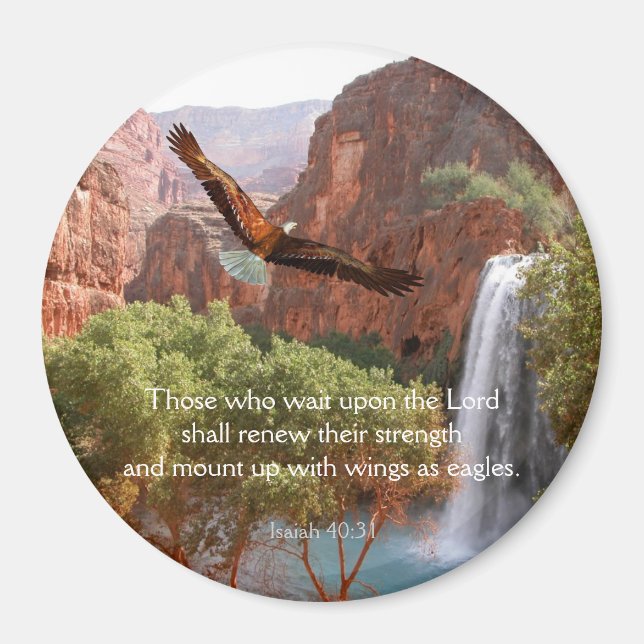 Esaïe 40:31 Magnet de la sculpture - Ailes comme a (Devant)