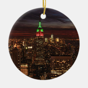 ESB, Vintage-Look Roter Grüner Damast #3 Weihnacht Keramikornament
