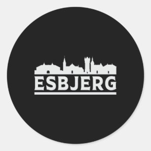 Esbjerg Denmark City Skyline Cityscape Funny Gift Runder Aufkleber