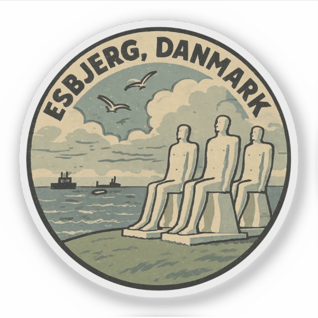 Esbjerg Mann trifft Meer Aufkleber (Vorderseite)