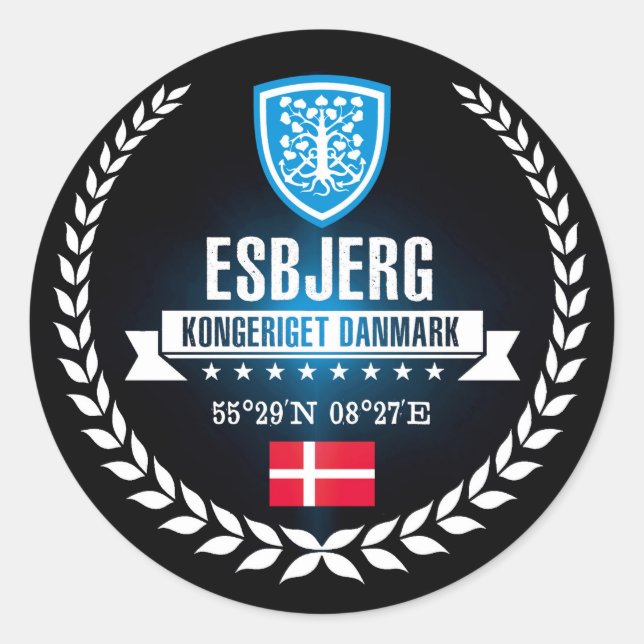 Esbjerg Runder Aufkleber (Vorderseite)