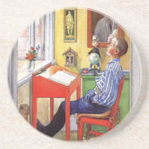 Esbjorn macht seine Hausaufgaben von Carl Larsson Sandstein Untersetzer