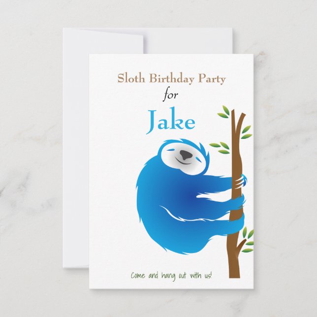 Escalade Blue Sloth Anniversaire Fête Invitation (Devant)