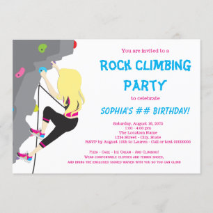 Escalade Rock Anniversaire Fête Fille Invitations