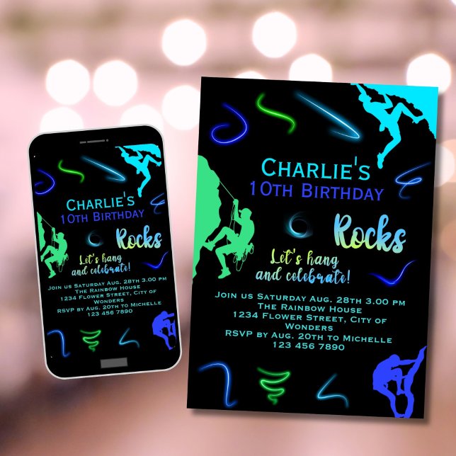 Escalade Rock Invitation Anniversaire Garçon Fête  (Créateur téléchargé)