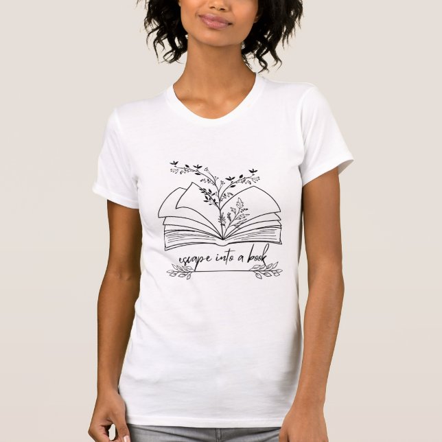 Escape in ein Buch florales Hemd, lesen T-Shirt (Vorderseite)