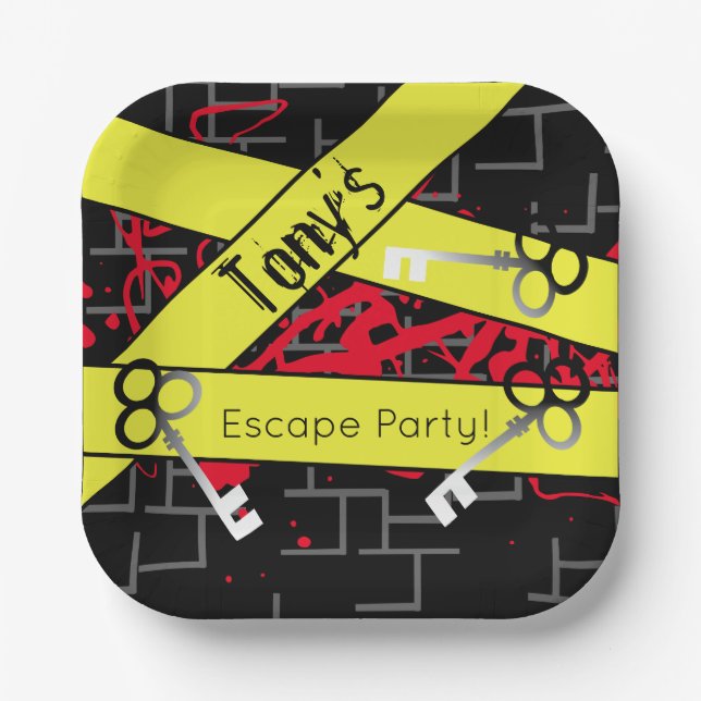 Escape Party Birthday Maze Keys Mystery Mix Pappteller (Vorderseite)
