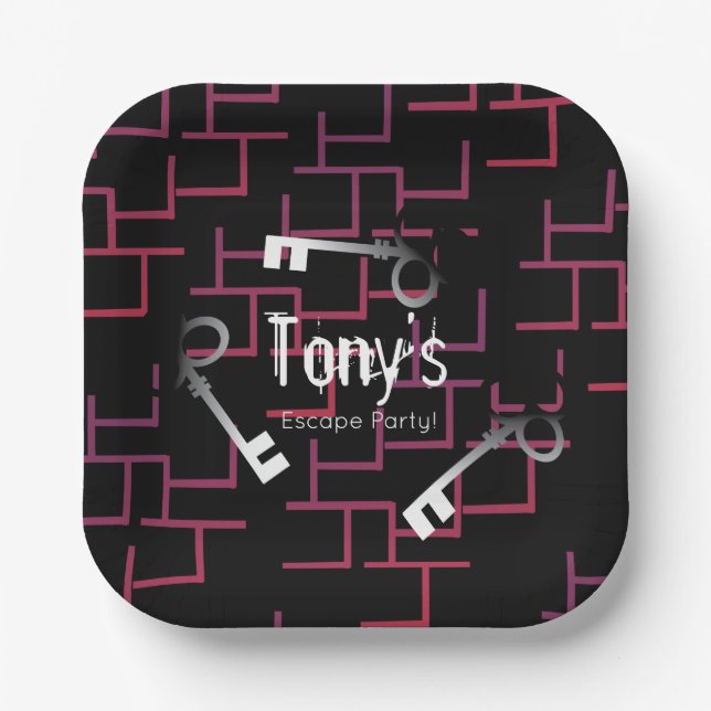 Escape Party Birthday Maze Keys Pappteller (Vorderseite)
