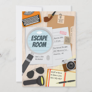 Escape Room Detective Anniversaire Fête Invitation