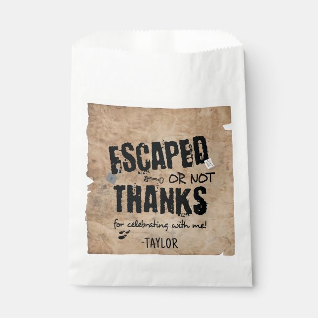 Escape Room Geburtstagsparty Danke Geschenktütchen (Vorderseite)