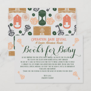 Escape Room Gender Reveal Bücher für Baby Begleitkarte