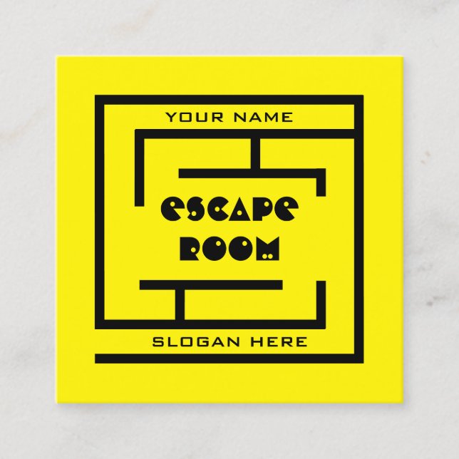 Escape Room Labyrinthvorlage für Visitenkarten Quadratische Visitenkarte (Vorderseite)