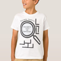 Escape Room Maze Party Grau Weiß T - Shirt
