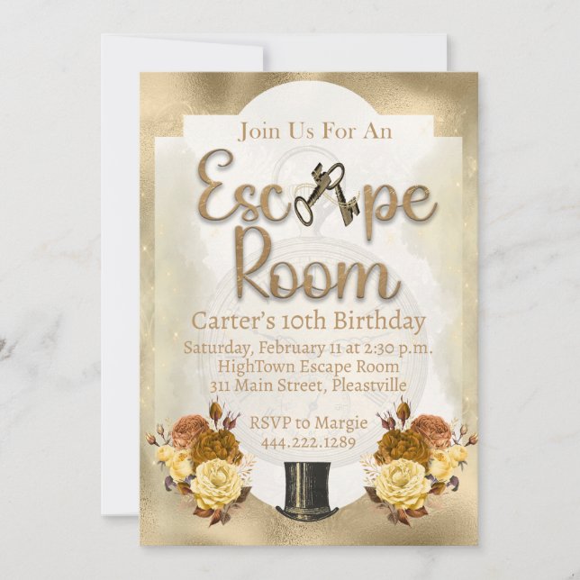 Escape Room Mystery Birthday Einladung Kinder Tee (Vorderseite)