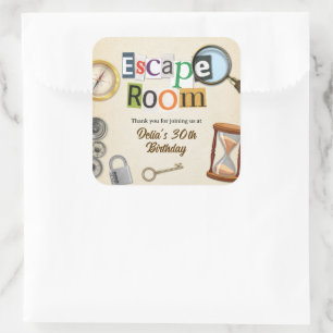 Escape Room Party Quadratischer Aufkleber