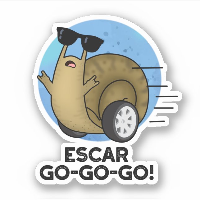 Escar-go-go Funny French Snail Pun Aufkleber (Vorderseite)