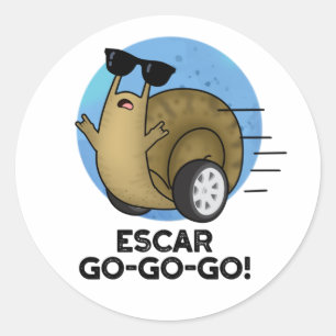Escar-go-go Funny French Snail Pun Runder Aufkleber