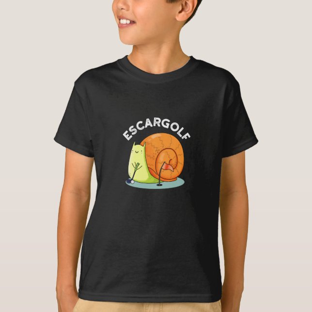 Escar-golf Funny Escargot Snail Pun Dark BG T-Shirt (Vorderseite)