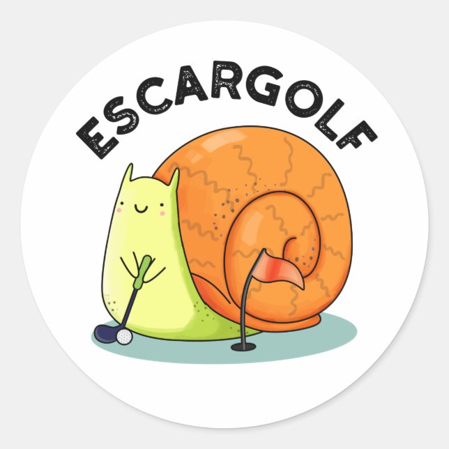 Escar-golf Funny Escargot Snail Pun Runder Aufkleber (Vorderseite)