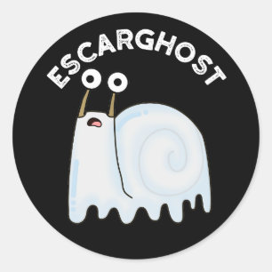 Escarghost Funny French Ghost Snail Pun Dark BG Runder Aufkleber
