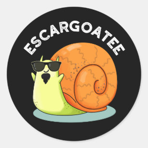 Escargoatee Funny Snail Escargot Pun Dark BG Runder Aufkleber