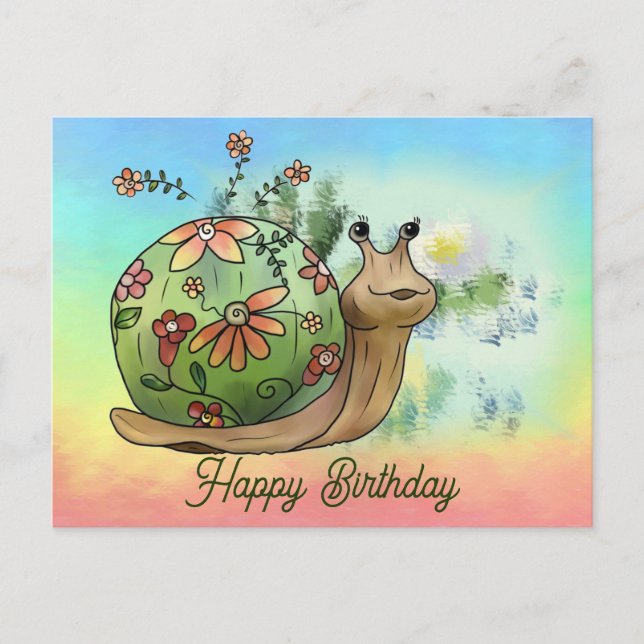 Escargot sur la carte postale de l'étang (Devant)