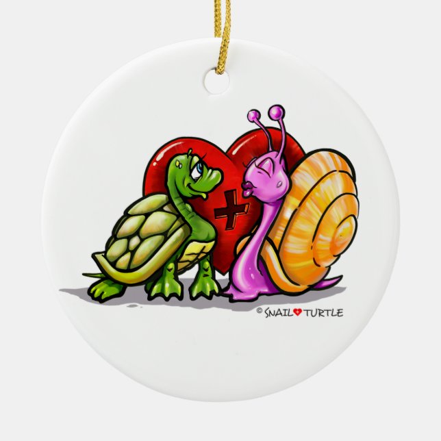 Escargot + Tortue - AMOUR - KISS - Ornement (Devant)