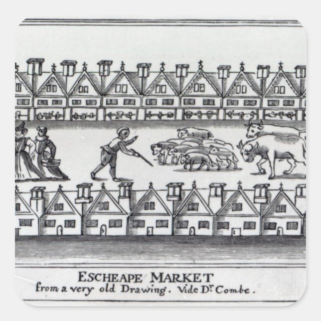 Escheape Market Quadratischer Aufkleber (Vorderseite)