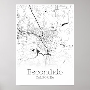 Escondido Karte - Kalifornien - Poster