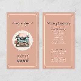 escritora máquina de escribir vintage retro coral visitenkarte