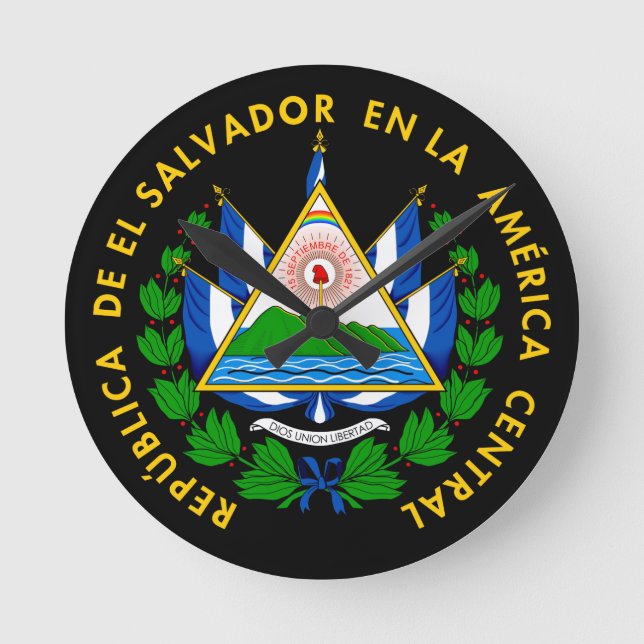 Escudo de El Salvador Runde Wanduhr (Vorderseite)