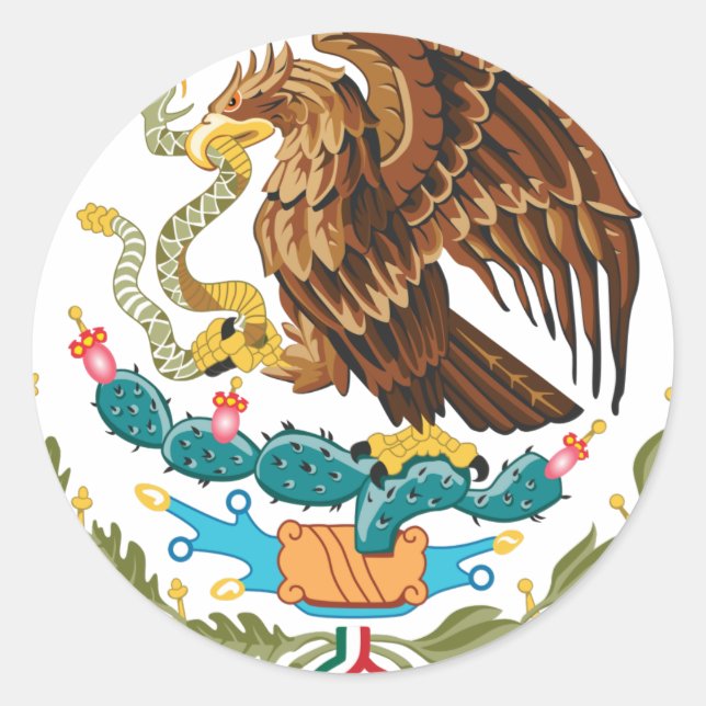Escudo Nacional de México - Emblema Mexicano Runder Aufkleber (Vorderseite)