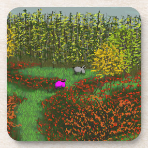 Esel auf dem Gebiet im Herbst Untersetzer