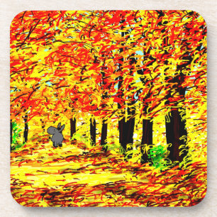Esel, der durch Herbst-Blätter geht Untersetzer
