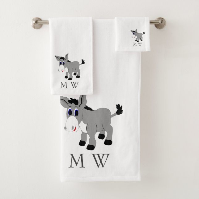 Esel Design Monogramm Badhandtuch Set (Insitu)