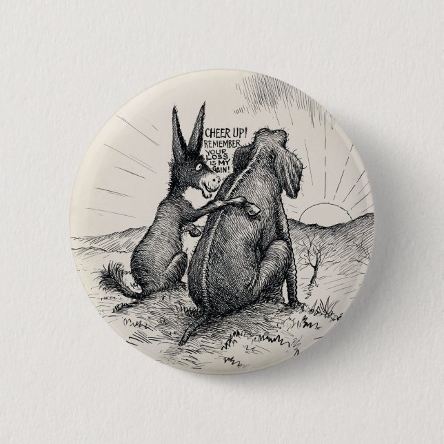 Esel-Elefant-WahlPin/ Button (Vorderseite)