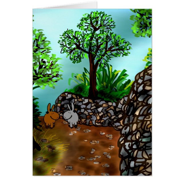 Esel entlang der Steinmauer (Vorne)