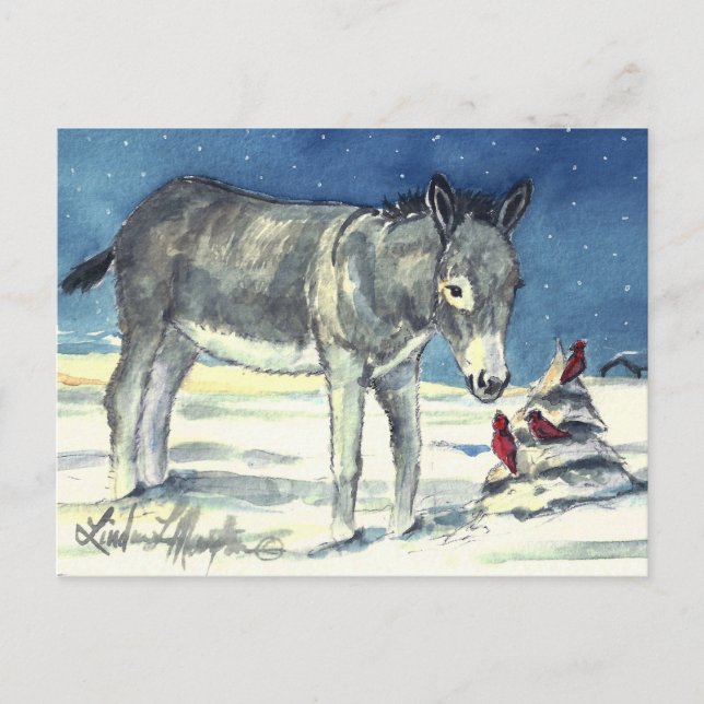 Esel für Weihnachtspostkarte Feiertagspostkarte (Vorderseite)