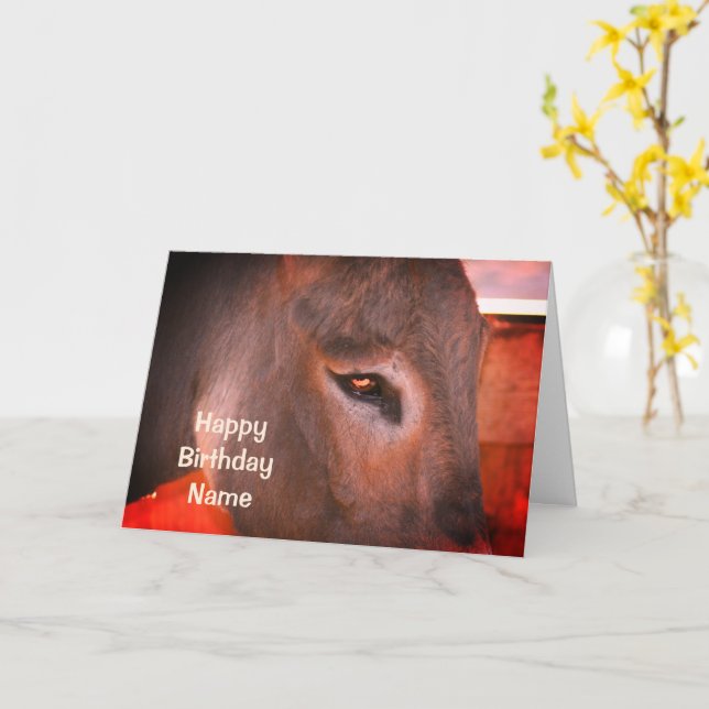 Esel Gedanken Personalisiertes Tier Geburtstag Karte (Gelbe Blume)