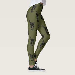Esel-Gesichts-Briefmarken-Olive Leggings