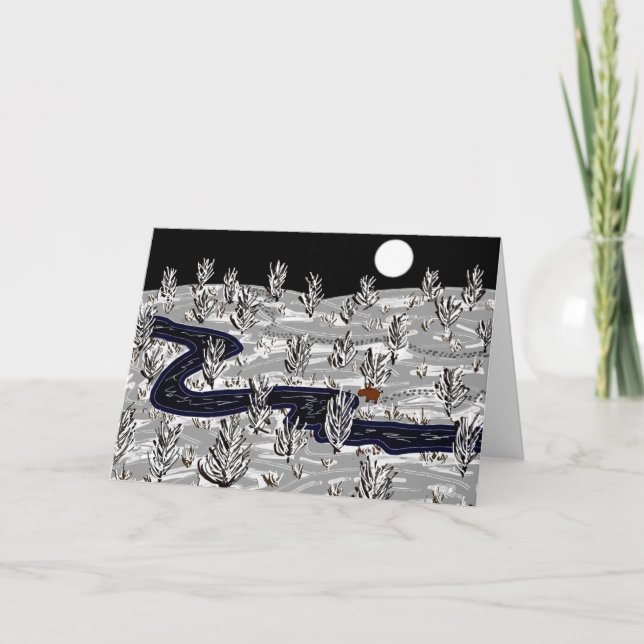 Esel im Mondschein Feiertagskarte (Vorderseite)