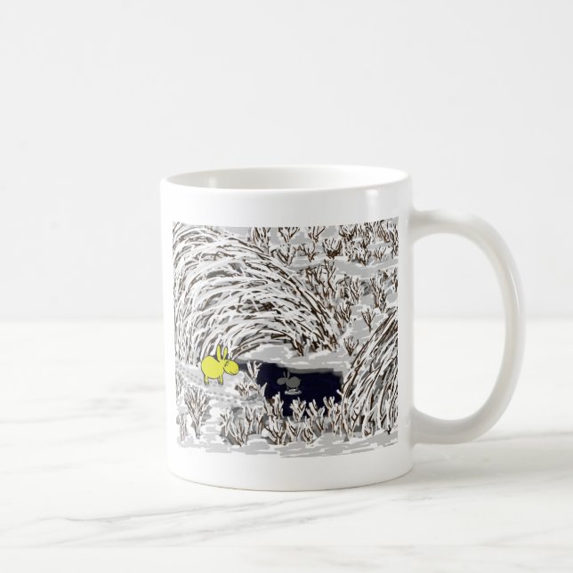 Esel im Schnee Kaffeetasse (Rechts)