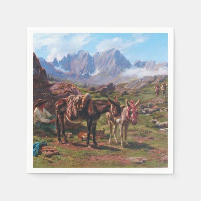 Esel in den Pyrenäen (Rosa Bonheur) Serviette (Vorderseite)