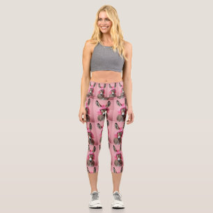 Esel mit rosa Perücke Capri Leggings