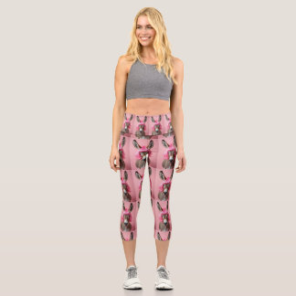 Esel mit rosa Perücke Capri Leggings